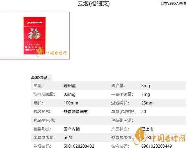 云烟(福细支)价格口感揭秘！