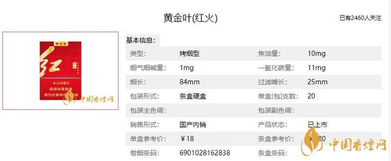 黄金叶(红火)香烟价格口感揭秘！